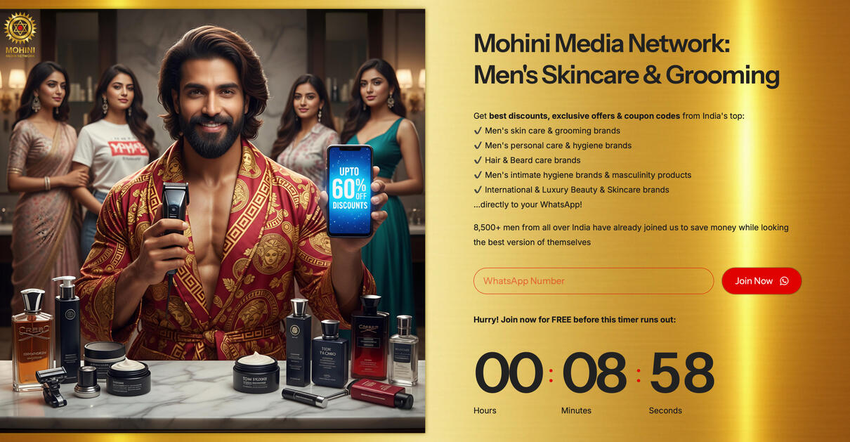 Men's Skincare & Grooming: 8,500+ customers available (WhatsApp)