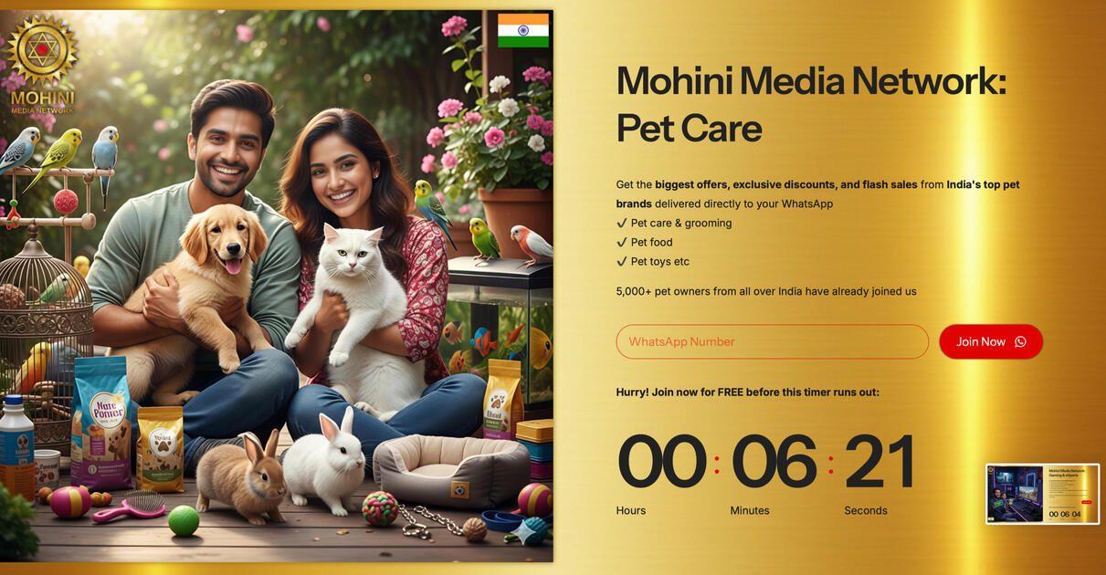 Mohini Media Network (Pet Care): 5,000+ WhatsApp Subscribers