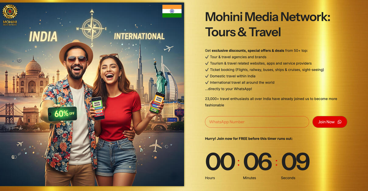 Mohini Media Network (Tours & Travel): 23,000+ WhatsApp Subscribers